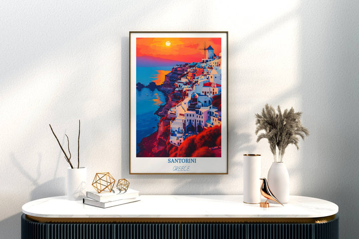 Greece island art brings the essence of Santorini into your living space with this captivating Greek island-inspired artwork.