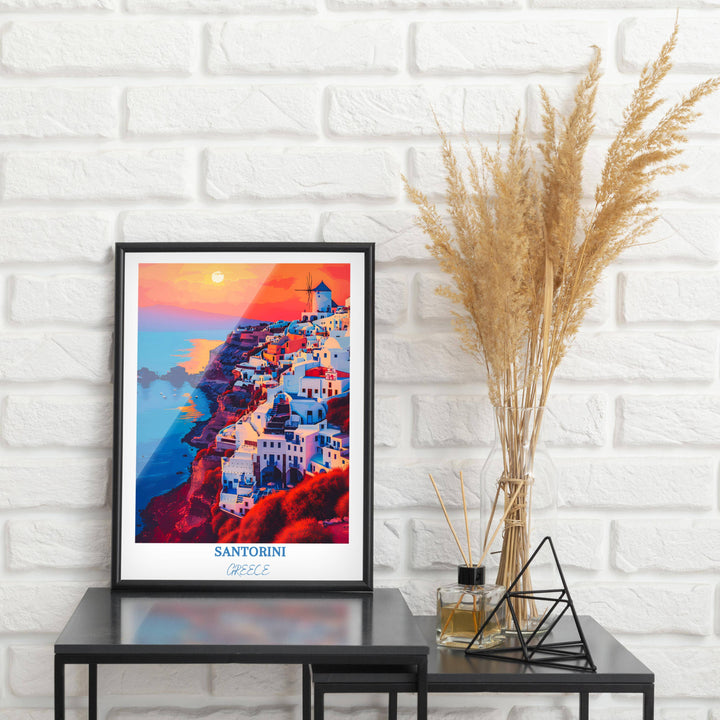 Greece island art brings the essence of Santorini into your living space with this captivating Greek island-inspired artwork