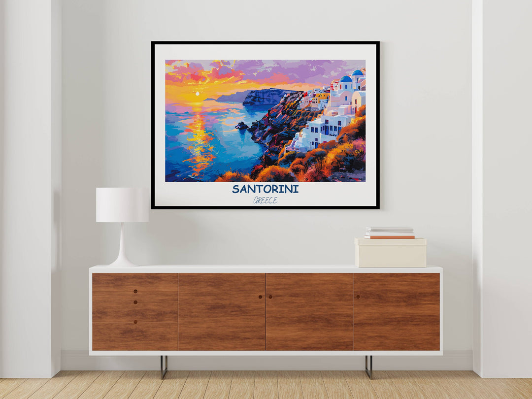 Santorini decor elevates your space with the timeless elegance of Santorini, beautifully captured in this decor piece.