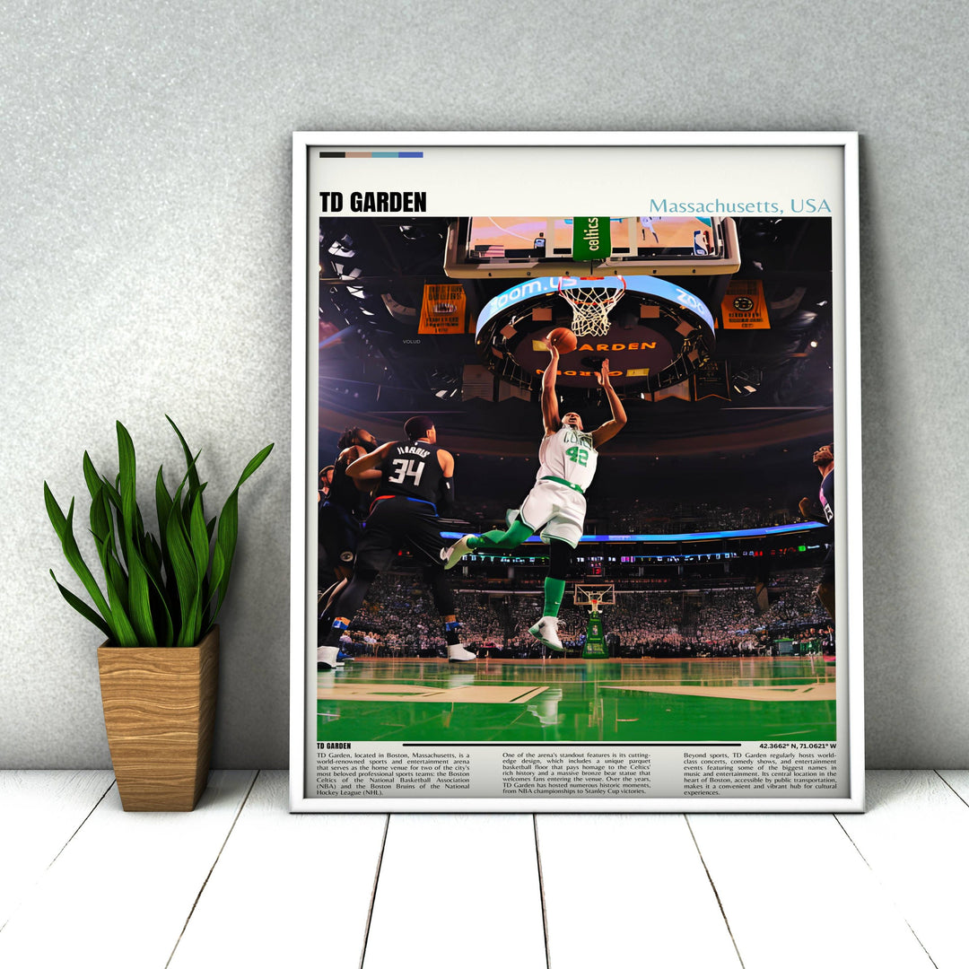 Elevate Your Home Decor with a TD Garden Print: Boston Celtics Poster - The Perfect Housewarming Gift for NBA Enthusiasts and Boston Sports Fans