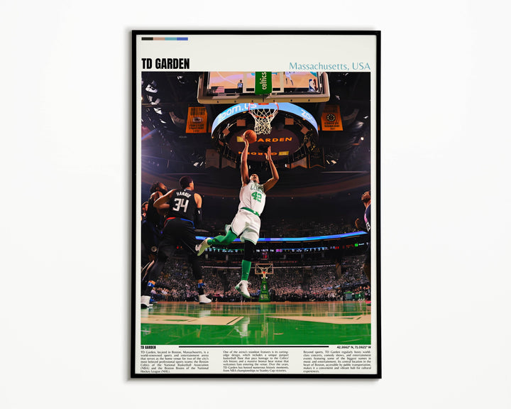 Boston Stadium Elegance: TD Garden Print - Perfect NBA Art Featuring Celtics Legends - Ideal for Home Decor and Thoughtful Housewarming Gifts
