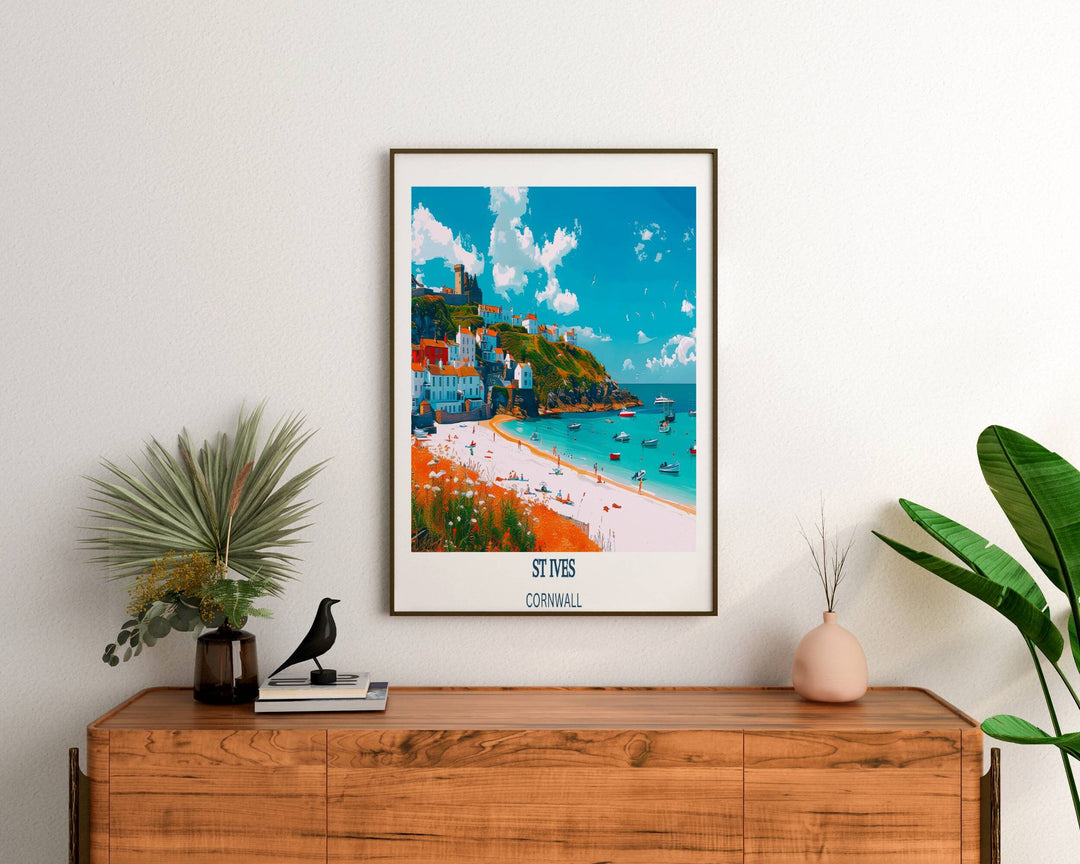 Our Glamorous St Ives Travel Print will consistently impact your living space by turning it into a cool and elegant place. Anyone who loves art or travelling would immediately become a big lover of this fantastic artwork.