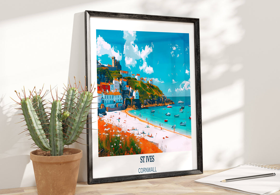 Our Glamorous St Ives Travel Print will consistently impact your living space by turning it into a cool and elegant place. Anyone who loves art or travelling would immediately become a big lover of this fantastic artwork.