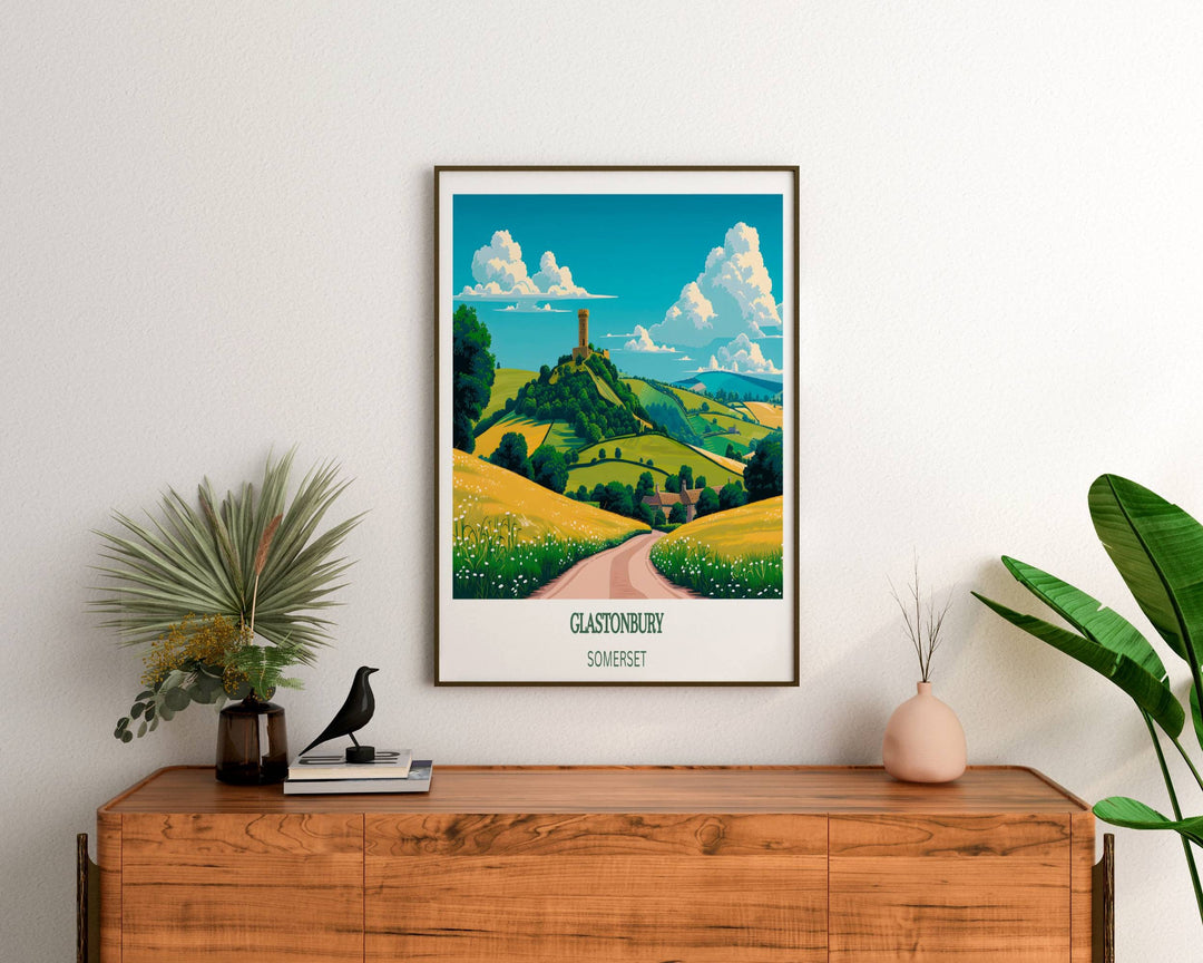 Our Glamorous Glastonbury Travel Print will consistently impact your living space by turning it into a cool and elegant place. Anyone who loves art or travelling would immediately become a big lover of this fantastic artwork.