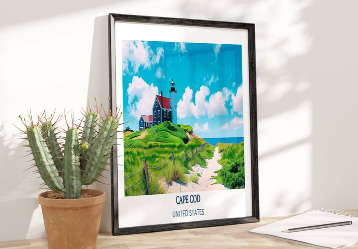 Our Glamorous Cape Cod travel print will consistently impact your living space by turning it into a cool and elegant place. Anyone who loves art or traveling would immediately become a big lover of this fantastic artwork.