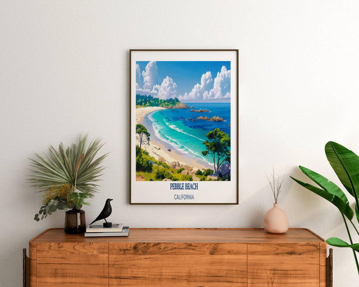 Our Glamorous Pebble Beach Travel Print will consistently impact your living space by turning it into a cool and elegant place. Anyone who loves art or travelling would immediately become a big lover of this fantastic artwork