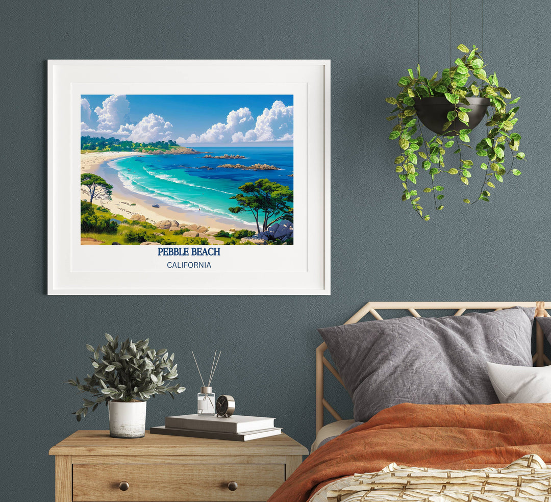 Our Glamorous Pebble Beach Travel Print will consistently impact your living space by turning it into a cool and elegant place. Anyone who loves art or travelling would immediately become a big lover of this fantastic artwork