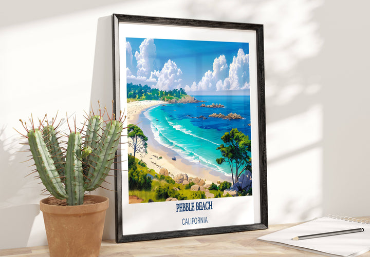 Our Glamorous Pebble Beach Travel Print will consistently impact your living space by turning it into a cool and elegant place. Anyone who loves art or travelling would immediately become a big lover of this fantastic artwork