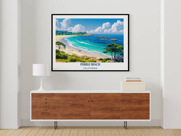 Our Glamorous Pebble Beach Travel Print will consistently impact your living space by turning it into a cool and elegant place. Anyone who loves art or travelling would immediately become a big lover of this fantastic artwork