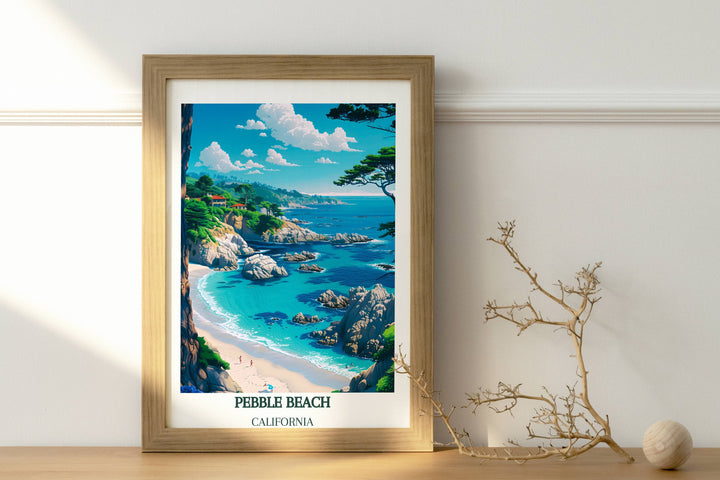 Our Glamorous Pebble Beach Travel Print will consistently impact your living space by turning it into a cool and elegant place. Anyone who loves art or travelling would immediately become a big lover of this fantastic artwork.