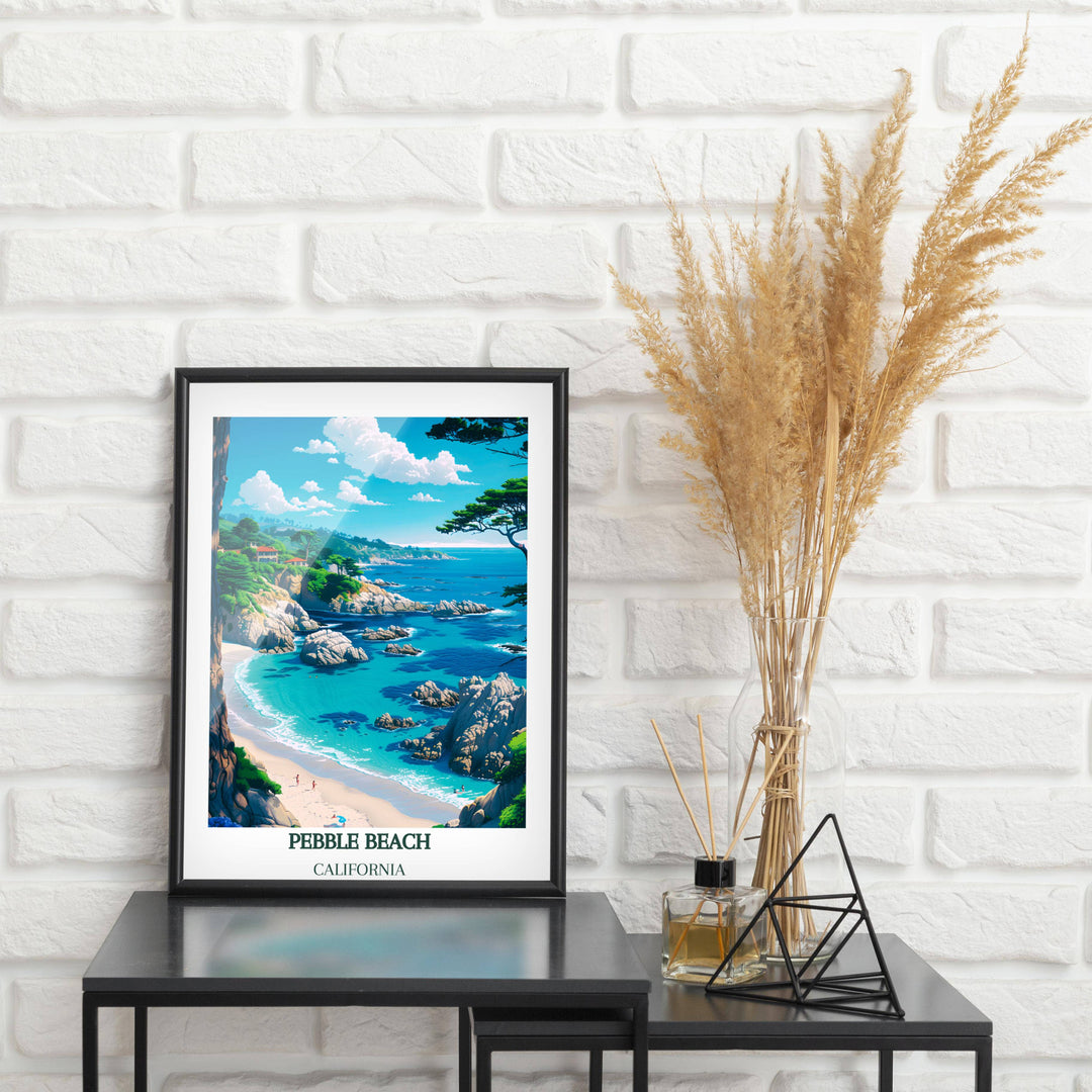 Our Glamorous Pebble Beach Travel Print will consistently impact your living space by turning it into a cool and elegant place. Anyone who loves art or travelling would immediately become a big lover of this fantastic artwork.