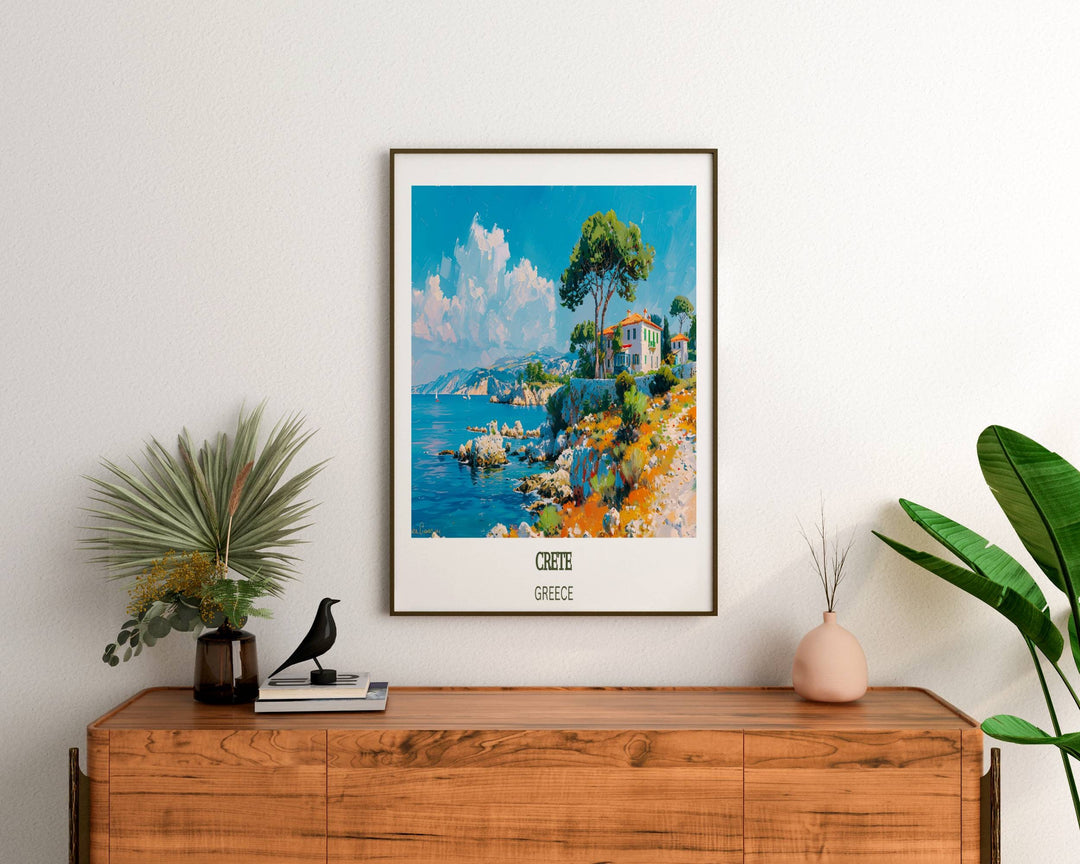 Our Glamorous Crete Travel Print will consistently impact your living space by turning it into a cool and elegant place. Anyone who loves art or travelling would immediately become a big lover of this fantastic artwork.