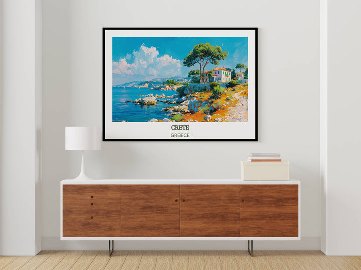 Our Glamorous Crete Travel Print will consistently impact your living space by turning it into a cool and elegant place. Anyone who loves art or travelling would immediately become a big lover of this fantastic artwork.