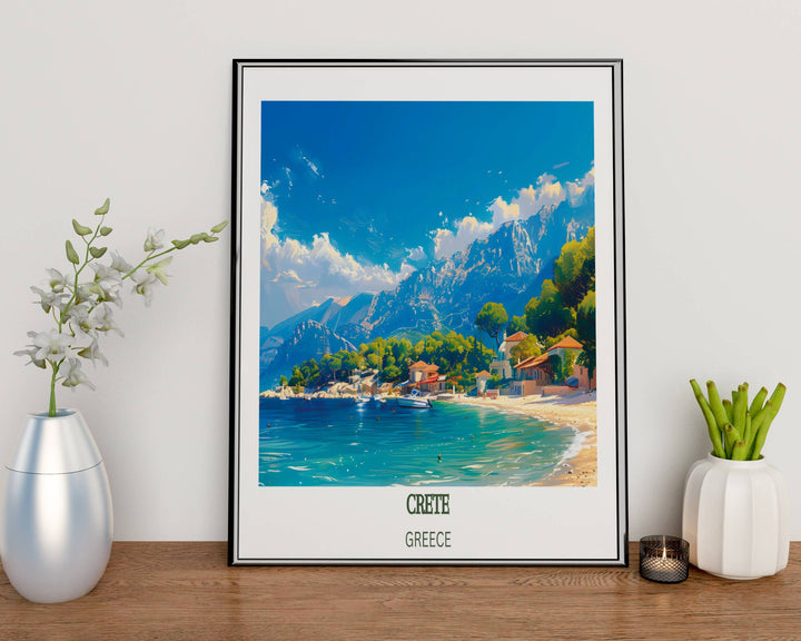 Our Glamorous Crete Travel Print will consistently impact your living space by turning it into a cool and elegant place. Anyone who loves art or travelling would immediately become a big lover of this fantastic artwork.