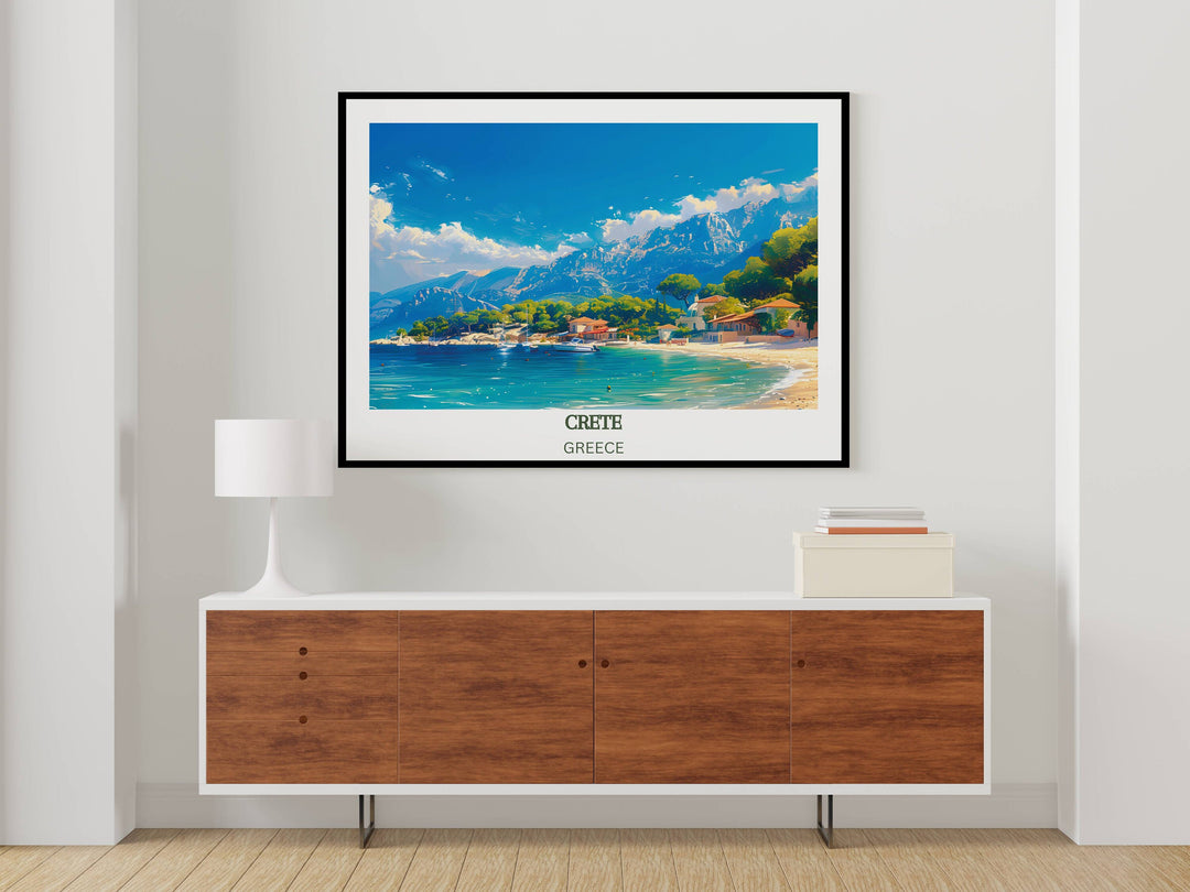 Our Glamorous Crete Travel Print will consistently impact your living space by turning it into a cool and elegant place. Anyone who loves art or travelling would immediately become a big lover of this fantastic artwork.