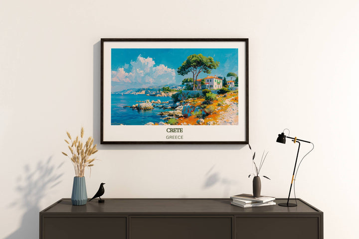 Our Glamorous Crete Travel Print will consistently impact your living space by turning it into a cool and elegant place. Anyone who loves art or travelling would immediately become a big lover of this fantastic artwork.