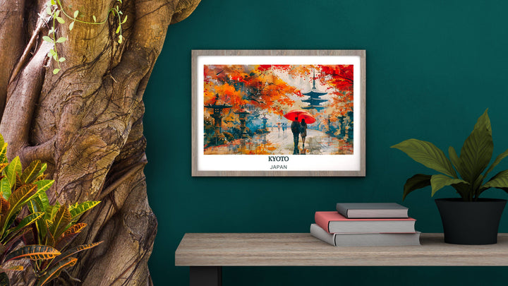 Detailed Kyoto photo print capturing the ancient streets and colorful festivals of Kyoto, great for cultural artwork collectors.