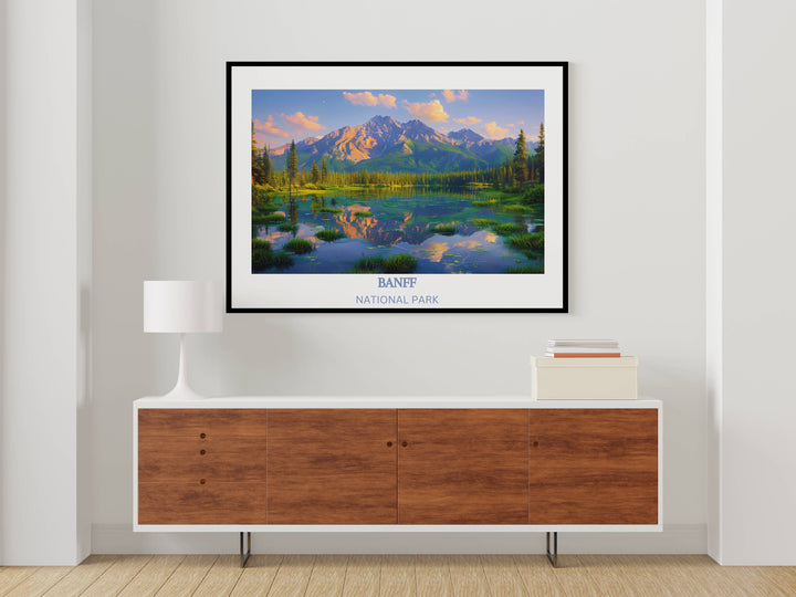 Our Glamorous Banff National Park Travel Print will consistently impact your living space by turning it into a cool and elegant place. Anyone who loves art or traveling would immediately become a big lover of this fantastic artwork.