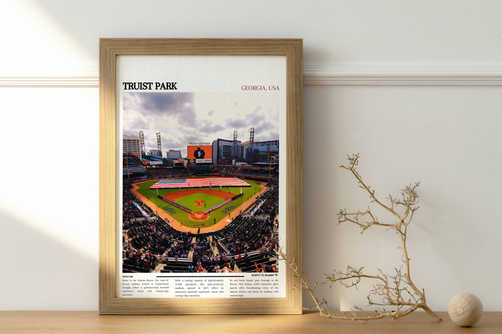 Atlanta Braves Poster: Truist Park artwork, ideal for fans and collectors. MLB stadium print captures the essence of the game.