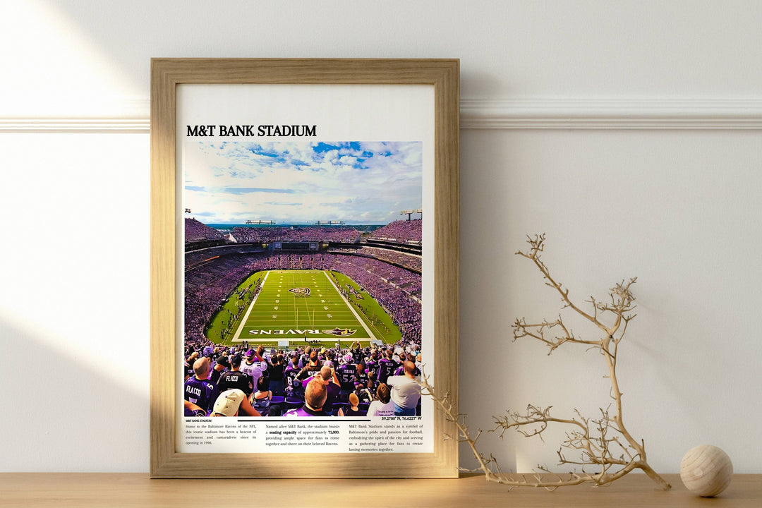 Baltimore Ravens Poster: NFL stadium art featuring M&T Bank Stadium. Perfect for football fans and home decoration.