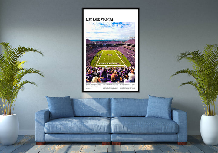 Baltimore Ravens Home Décor: M&T Bank Stadium print brings the spirit of football to your space. Perfect for NFL enthusiasts.