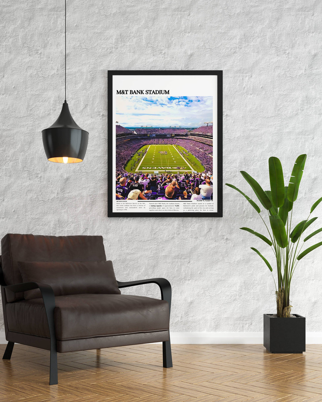 NFL Memorabilia: M&T Bank Stadium poster, a must-have for Baltimore Ravens fans. Elevate your space with NFL stadium art.