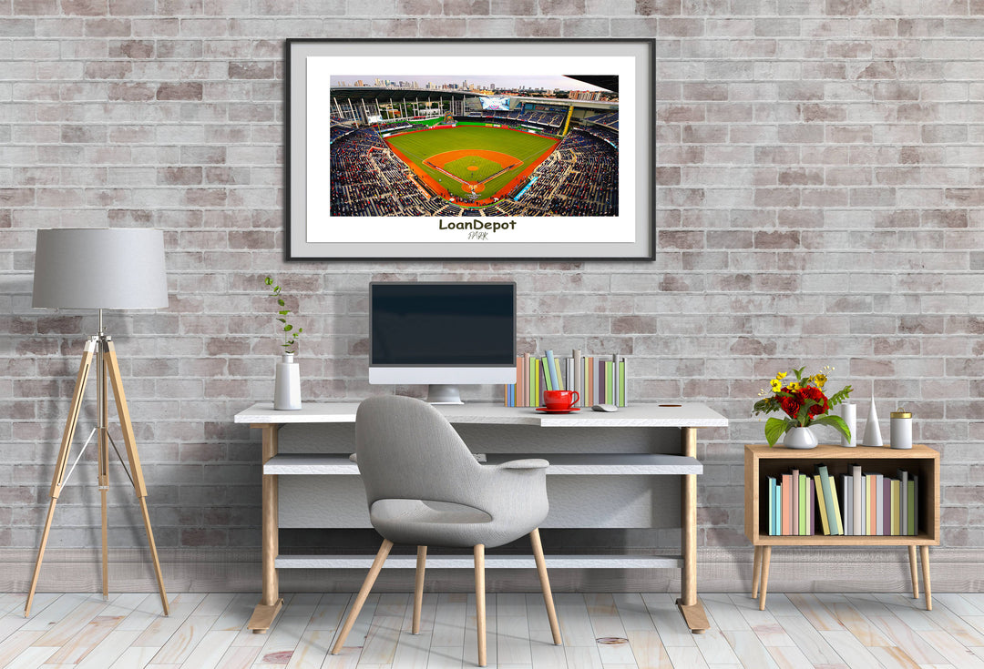 a picture of a baseball field in a room