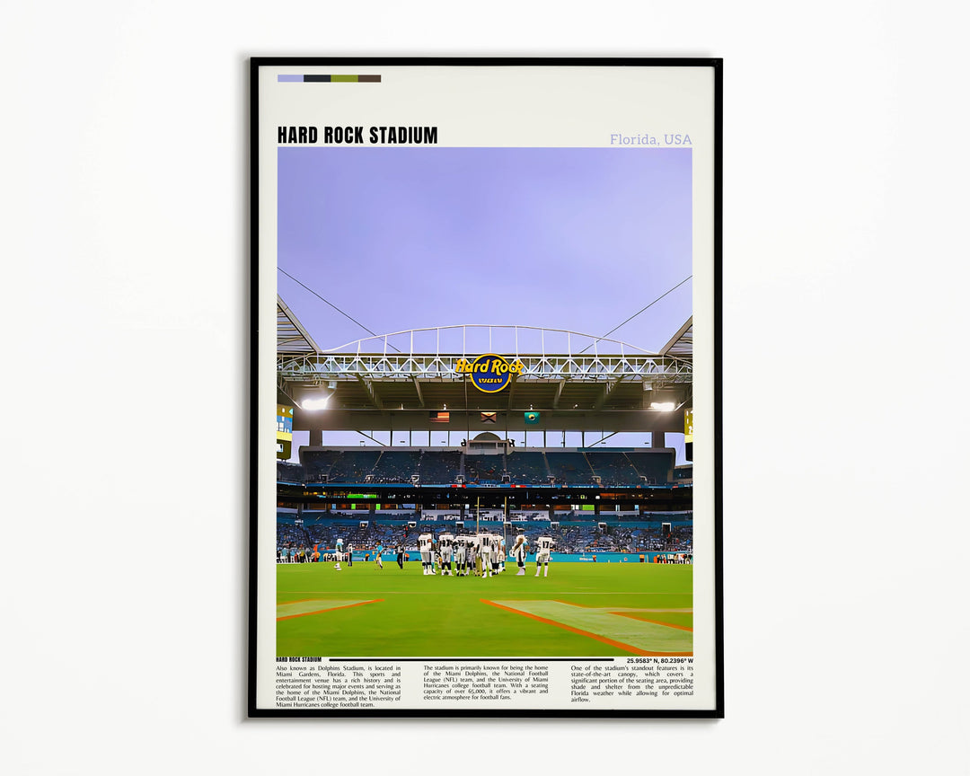Miami Dolphins Art - Celebrate your love for the team with a beautiful print featuring iconic players and their home stadium