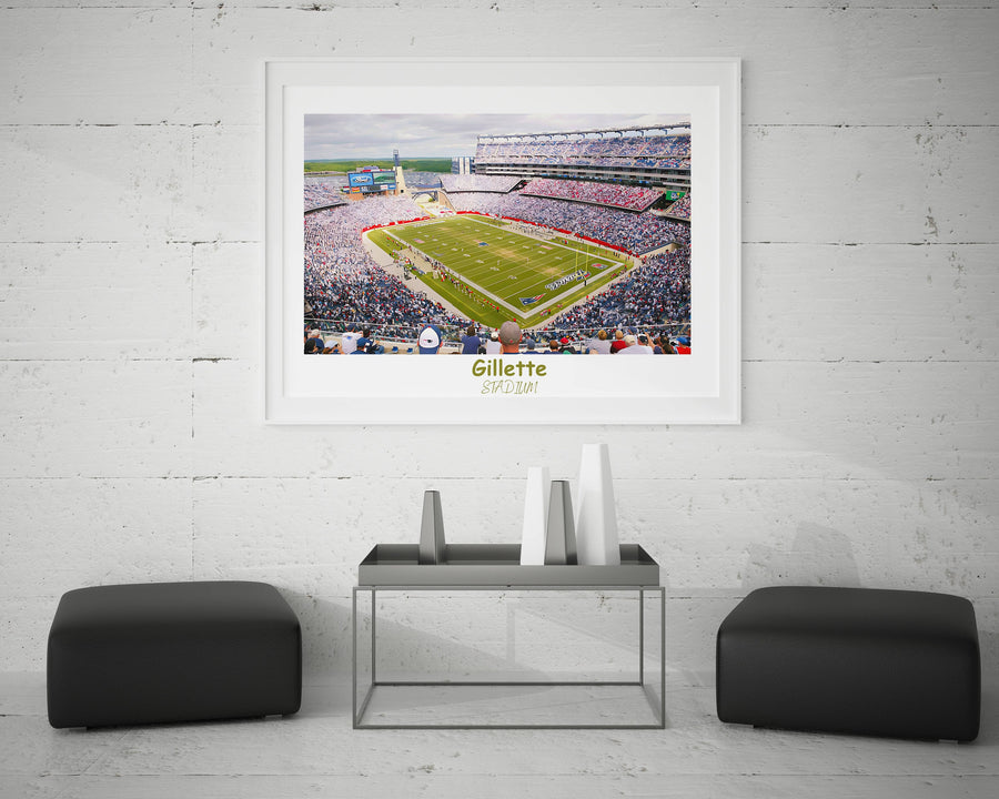 a picture of a football field in a white room