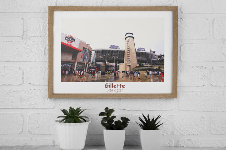 a white brick wall with a picture of a baseball stadium