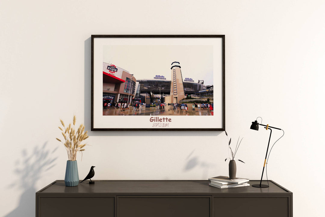 Boston Stadium Beauty: Gillette Stadium Print - Ideal NFL Art to Honor Patriots Greats like Tom Brady and Bill Belichick - Perfect for Home Decor