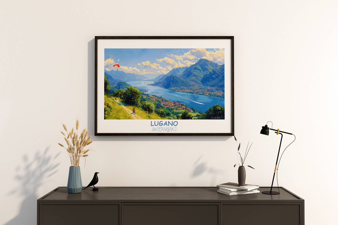 Experience the allure of Lugano with Lugano Travel Gift, a beautiful Switzerland Artwork that adds elegance to any space