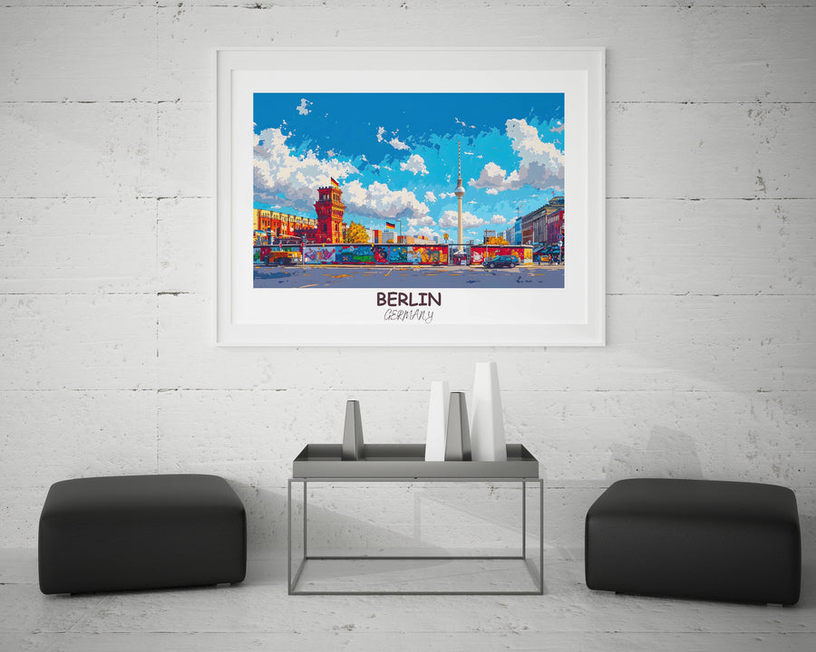 Contemporary Germany travel poster, capturing the allure of Berlins architecture, a striking accent for wanderlust-inspired interiors.