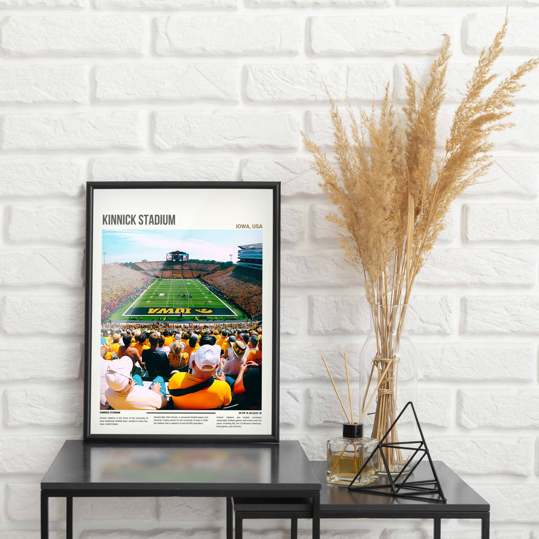 Impressive Iowa Hawkeyes poster showcasing the thrill of game day at Kinnick Stadium, an excellent gift for University of Iowa football fans.