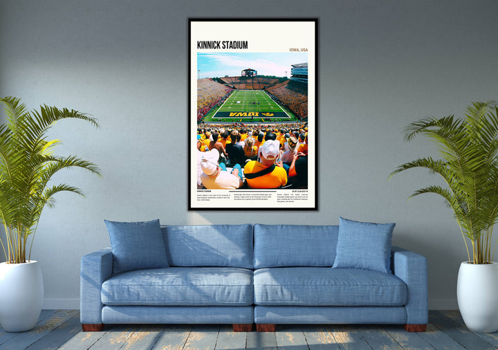 Engaging Iowa Hawkeyes poster showcasing the energy of game day at Kinnick Stadium, an ideal addition to any Hawkeyes fan&#39;s home decor.