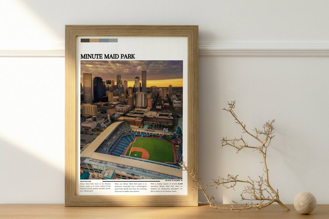 Discover Minute Maid Park through this poster, a top choice for MLB stadium print collectors and a unique housewarming gift for baseball lovers.