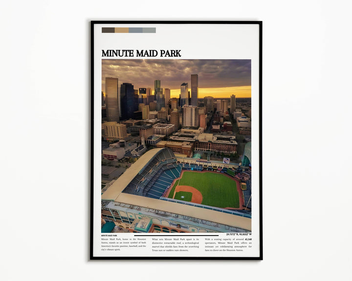 Discover Minute Maid Park through this poster, a top choice for MLB stadium print collectors and a unique housewarming gift for baseball lovers.