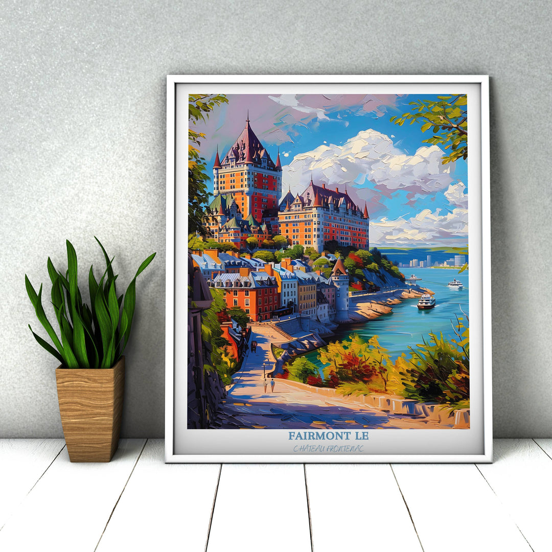 Transport to the elegance of Fairmont Le Chateau Frontenac with this stunning oil painting. Perfect for wall art, printable travel decor, or thoughtful housewarming gifts.