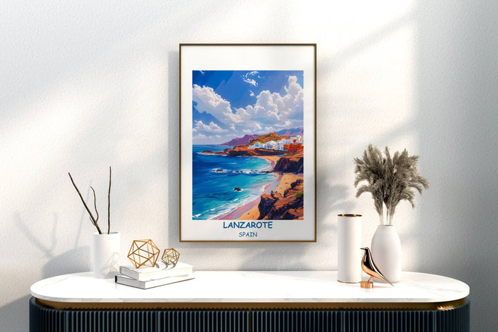 Lanzarote Art Print Beautiful depiction of Canary Islands&#39; natural splendor. Essential decor for Spain explorers.