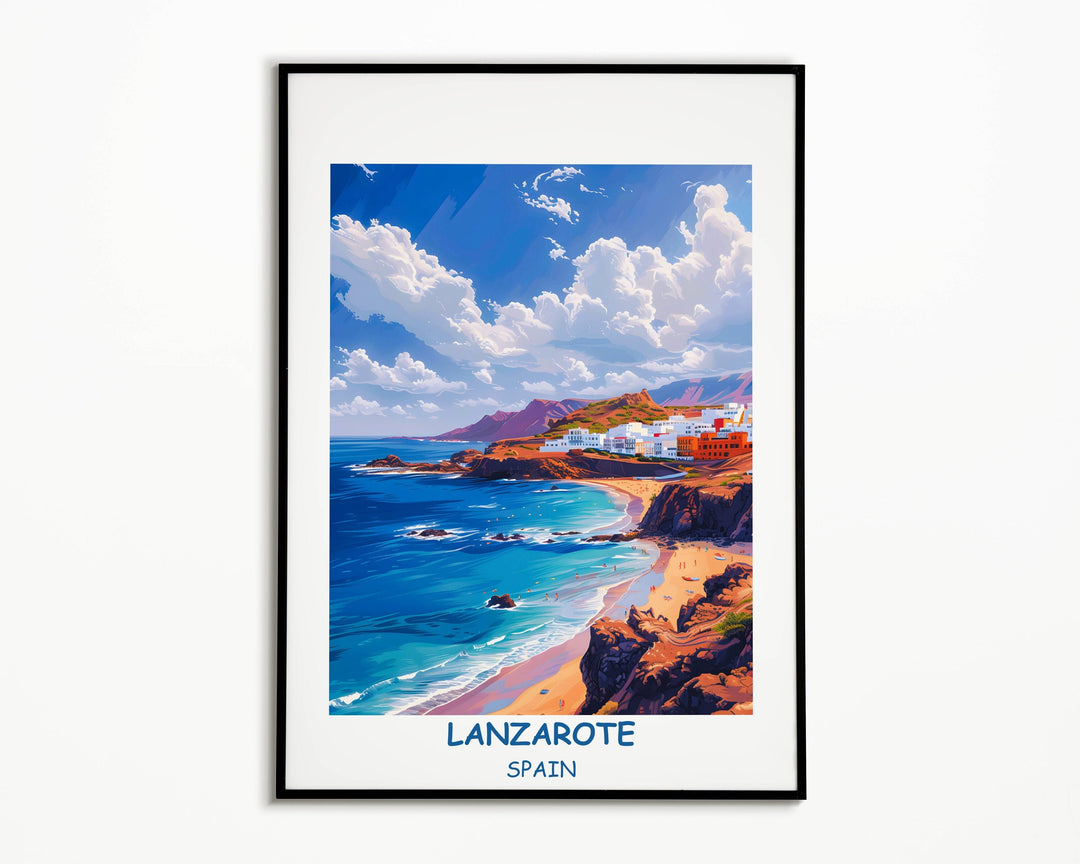 Lanzarote Print Vibrant artwork showcasing Canary Islands charm. Perfect decor for Spain lovers.