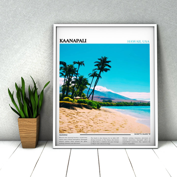 Our Glamorous Kaanapali Travel Print will consistently impact your living space by turning it into a cool and elegant place. Anyone who loves art or traveling would immediately become a big lover of this fantastic artwork.