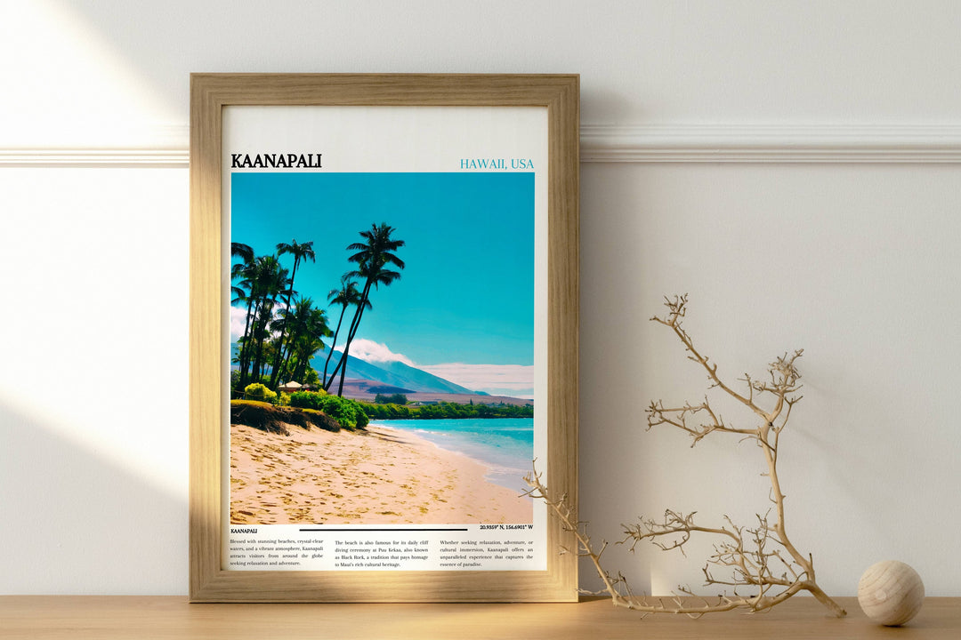 Our Glamorous Kaanapali Travel Print will consistently impact your living space by turning it into a cool and elegant place. Anyone who loves art or traveling would immediately become a big lover of this fantastic artwork.