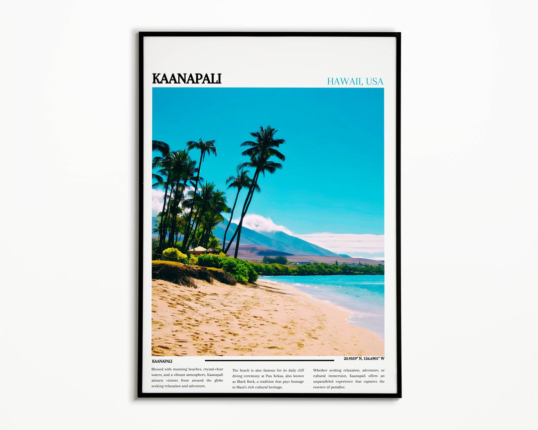 Our Glamorous Kaanapali Travel Print will consistently impact your living space by turning it into a cool and elegant place. Anyone who loves art or traveling would immediately become a big lover of this fantastic artwork.