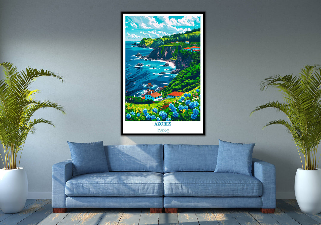 Indulge in the allure of Portugal with this captivating Azores print. An elegant statement piece for any art lover