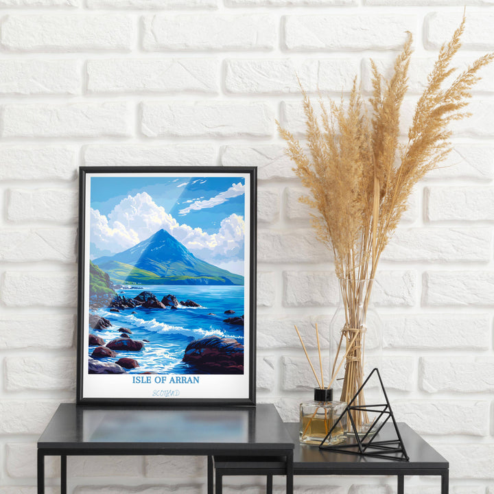 Experience the beauty of the Isle of Arran with this stunning poster. Let Scotland&#39;s enchanting landscapes adorn your space with elegance.