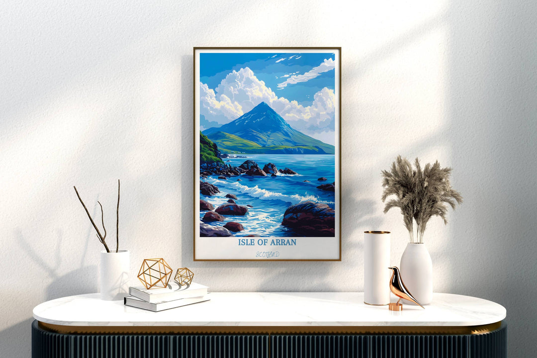 Transform your space into a haven of beauty with this Scotland wall art. Let the charm of the Isle of Arran adorn your walls with elegance.