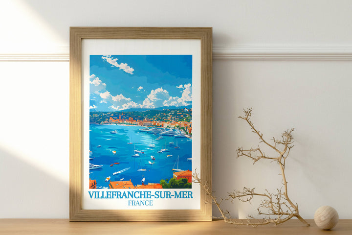 Indulge in the allure of the Cote dAzur with this France travel print, a perfect addition to your home decor or a unique housewarming gift.