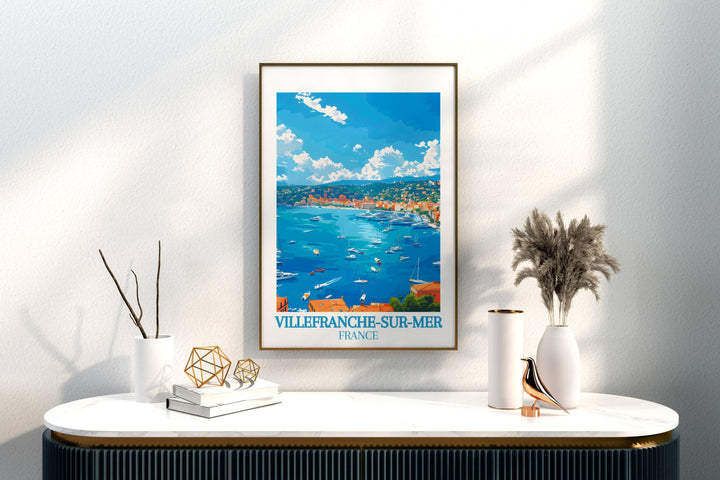 Bring the spirit of France into your home with this enchanting Villefranche-sur-Mer print, perfect for France aficionados and travelers alike.