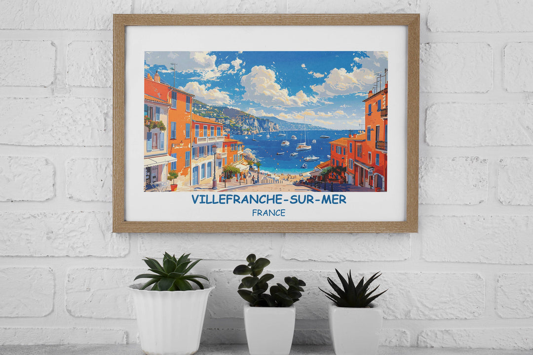 Experience the romance of the French Riviera with this exquisite Villefranche-sur-Mer print, a perfect decor piece for lovers of France.
