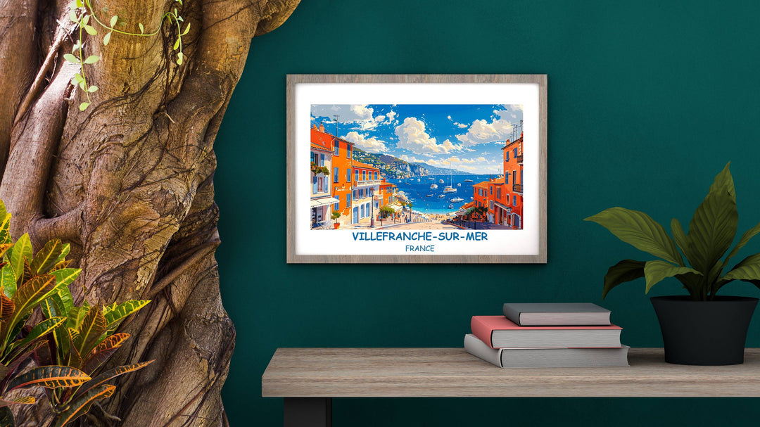 Indulge in the allure of the Cote dAzur with this mesmerizing Villefranche-sur-Mer print, a perfect addition to any home decor.